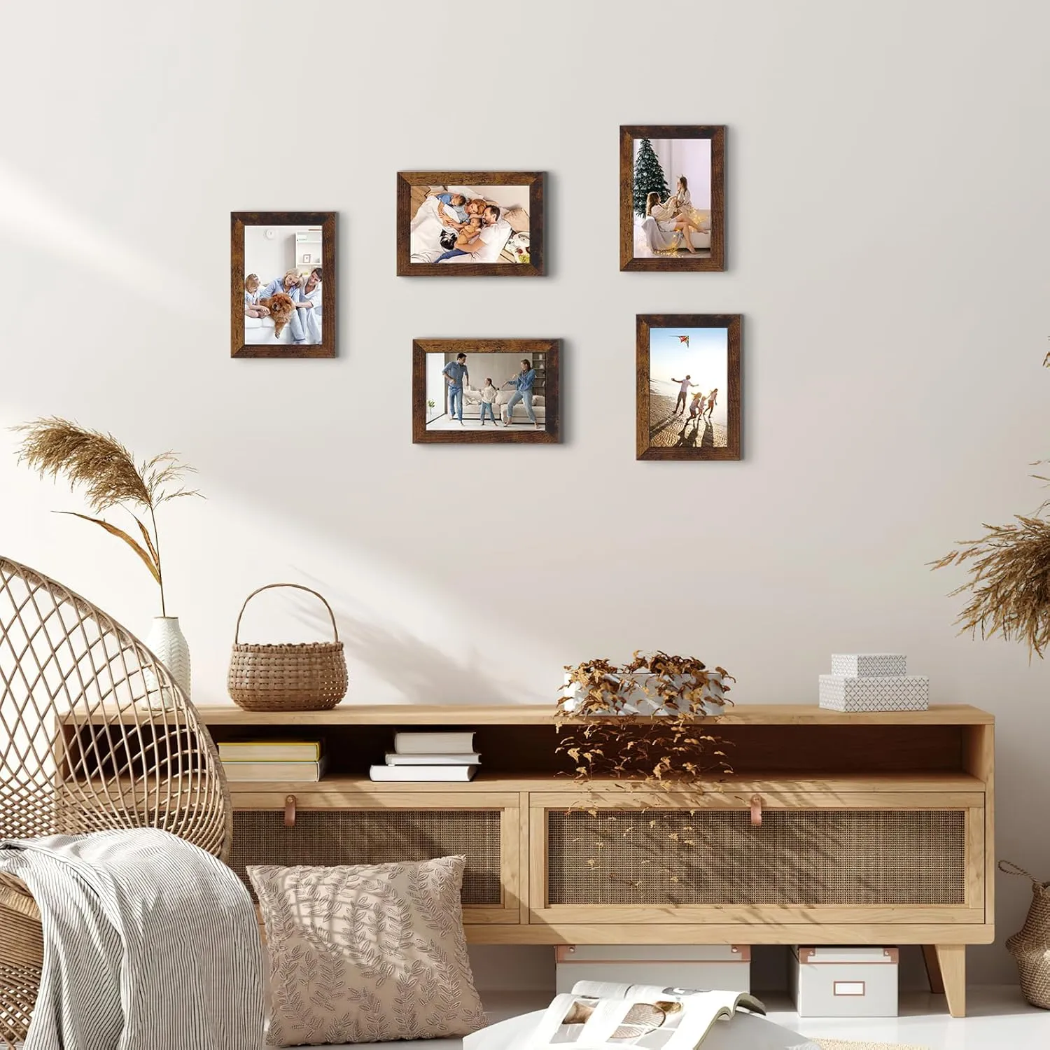 HORLIMER 4x6 Picture Frame Set of 15, Brown Picture Frames Display 4 by 6 Photo for Wall or Tabletop
