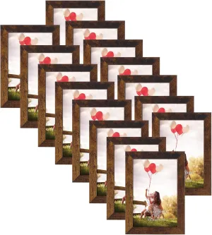 HORLIMER 4x6 Picture Frame Set of 15, Brown Picture Frames Display 4 by 6 Photo for Wall or Tabletop