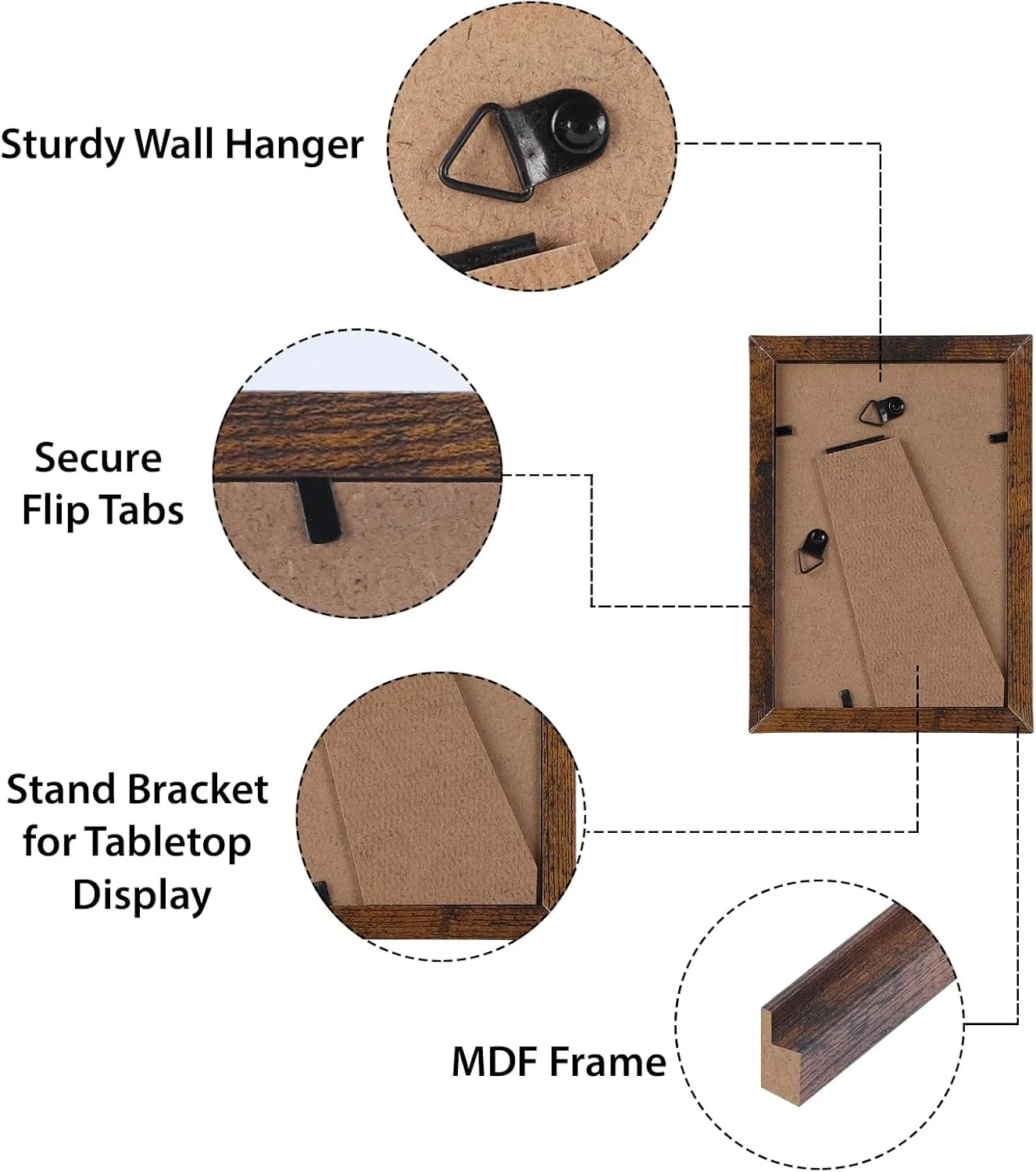 HORLIMER 4x6 Picture Frame Set of 15, Brown Picture Frames Display 4 by 6 Photo for Wall or Tabletop