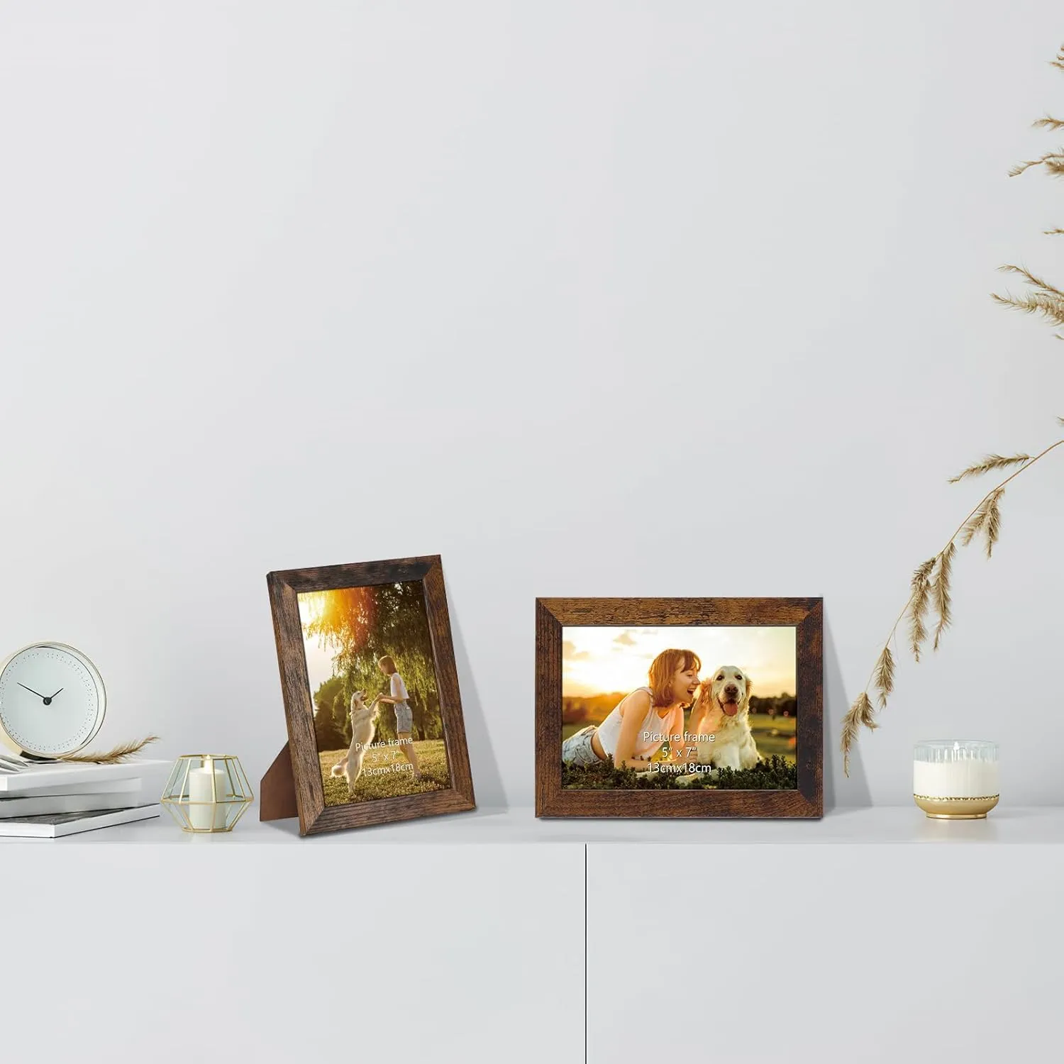 HORLIMER 4x6 Picture Frame Set of 15, Brown Picture Frames Display 4 by 6 Photo for Wall or Tabletop