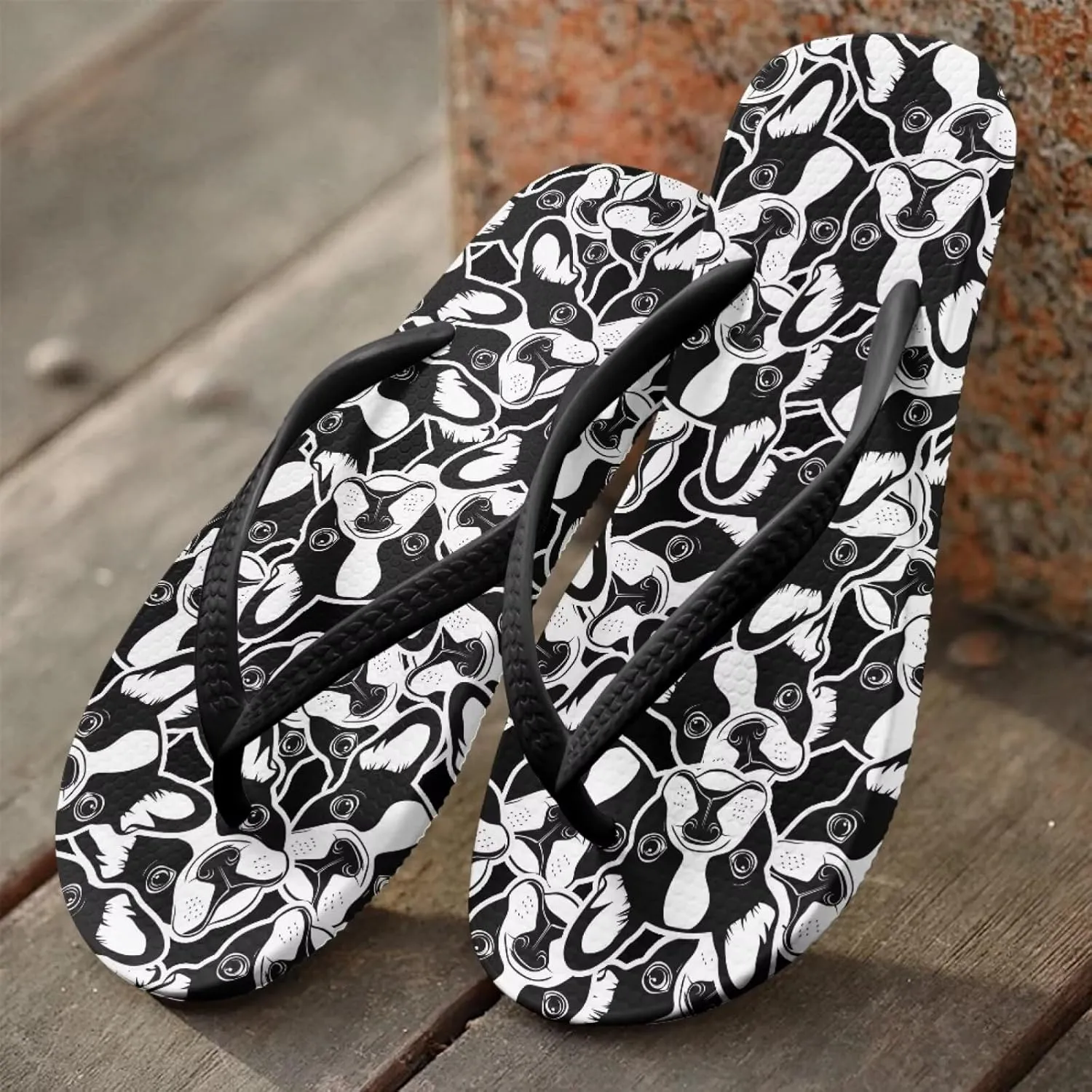 Howilath Animal Pattern Women Sandals Non-Slip Flip Flops for Women Beach Thong Sandals Bathroom Shower Shoes with EVA Sole
