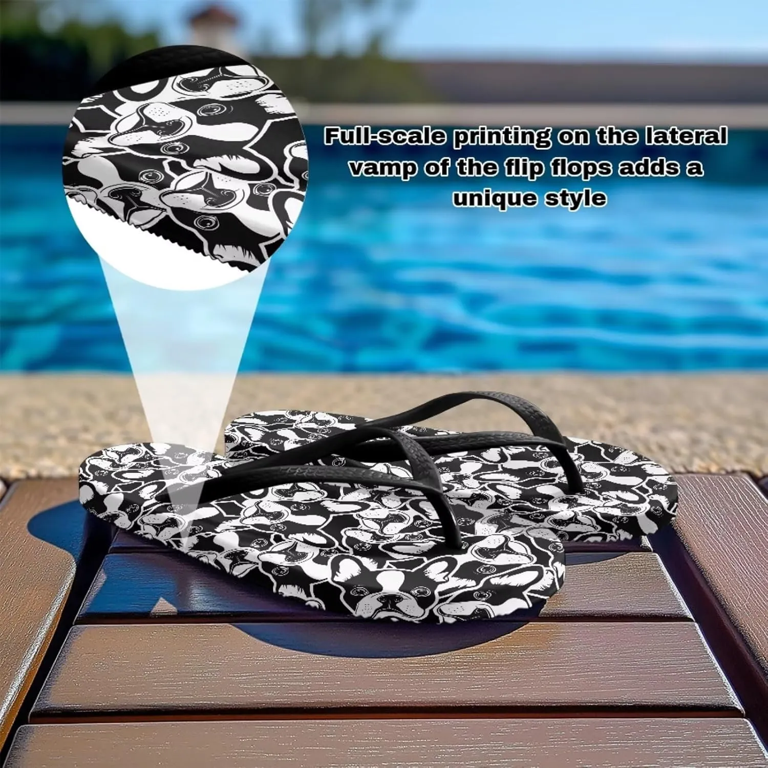 Howilath Animal Pattern Women Sandals Non-Slip Flip Flops for Women Beach Thong Sandals Bathroom Shower Shoes with EVA Sole