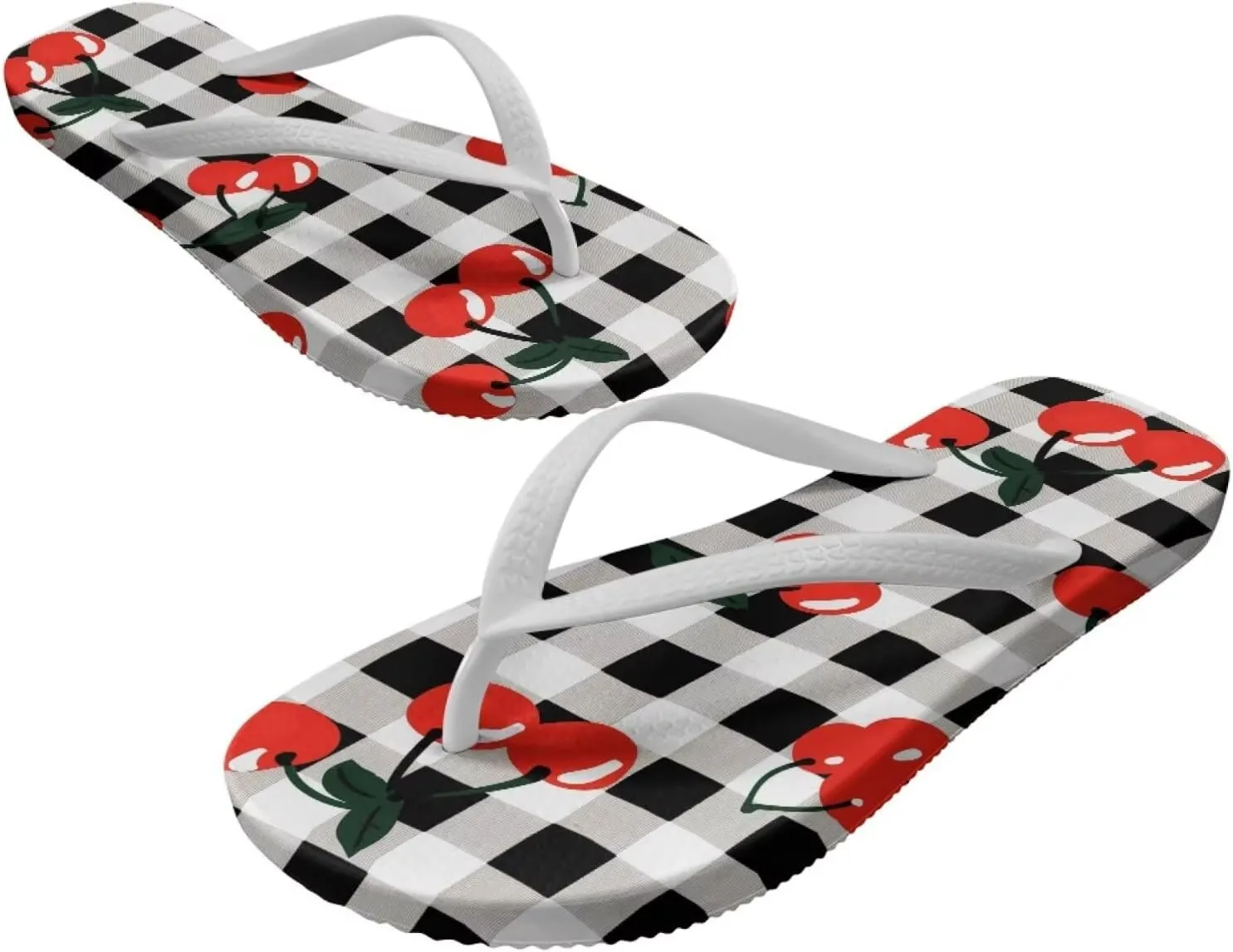 Howilath Fruit Pattern Non-Slip Flip Flops for Women Beach Flat Thong Sandals Rubber Single Band Slippers for Summer Pools