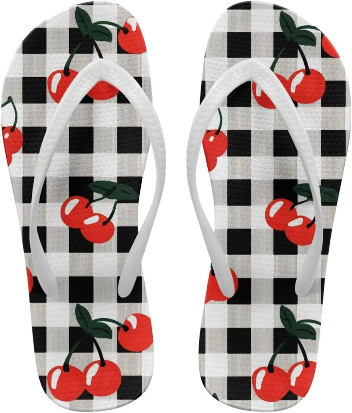 Howilath Fruit Pattern Non-Slip Flip Flops for Women Beach Flat Thong Sandals Rubber Single Band Slippers for Summer Pools