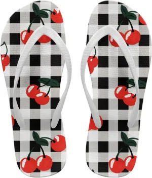 Howilath Fruit Pattern Non-Slip Flip Flops for Women Beach Flat Thong Sandals Rubber Single Band Slippers for Summer Pools