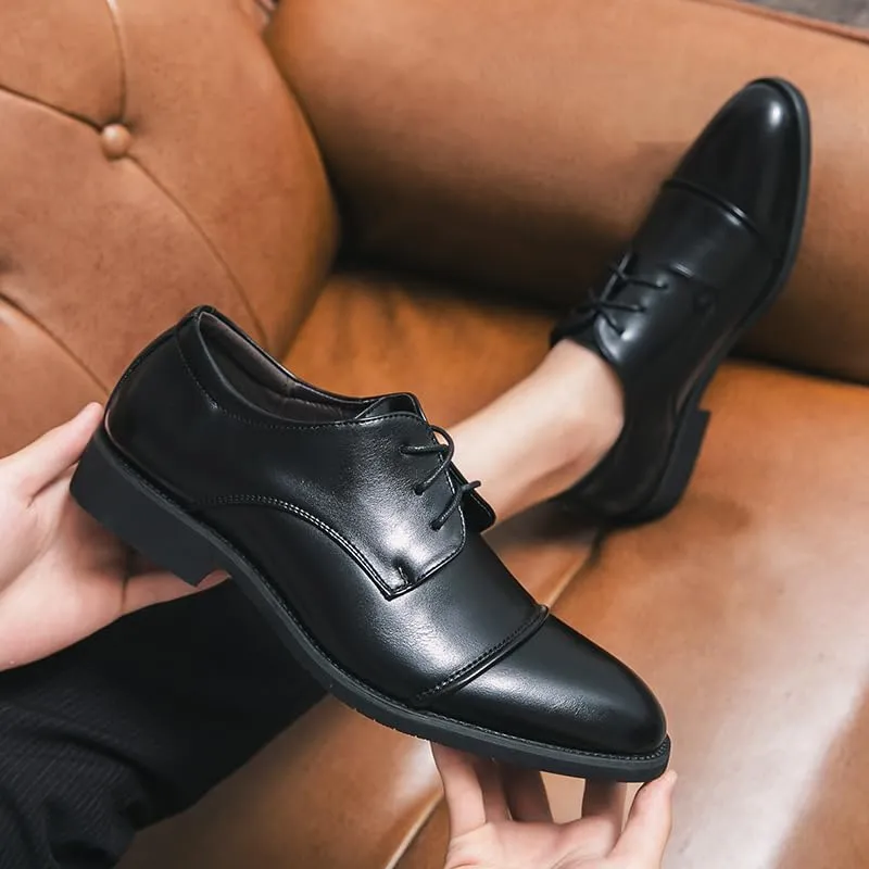 HuitJours Men Brogues Wingtip Lace up Classic Black Dress Shoes Derby Gatsby Prom Fashion Oxford