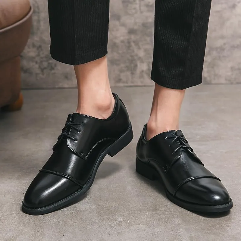 HuitJours Men Brogues Wingtip Lace up Classic Black Dress Shoes Derby Gatsby Prom Fashion Oxford