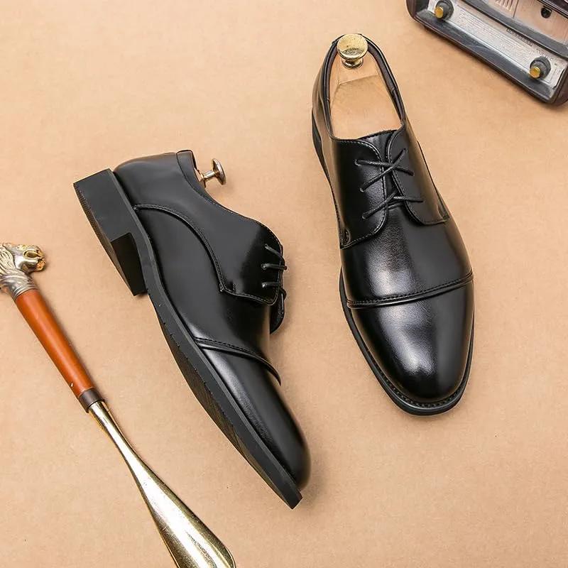 HuitJours Men Brogues Wingtip Lace up Classic Black Dress Shoes Derby Gatsby Prom Fashion Oxford