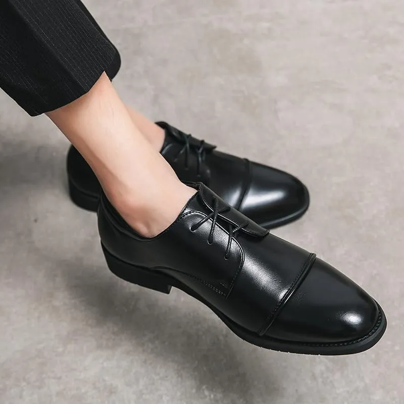 HuitJours Men Brogues Wingtip Lace up Classic Black Dress Shoes Derby Gatsby Prom Fashion Oxford