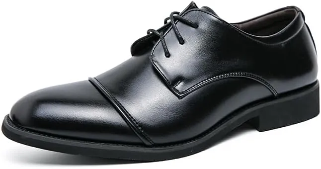 HuitJours Men Brogues Wingtip Lace up Classic Black Dress Shoes Derby Gatsby Prom Fashion Oxford