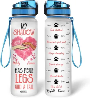 Hyturtle Personalized Dog Water Bottle - 32oz Motivational Water Bottle with Leak-Proof Lid & Time Marker - Custom Name Gift for Dog Lovers, Women, Girls, Pet Owners - Birthday & Christmas Gift
