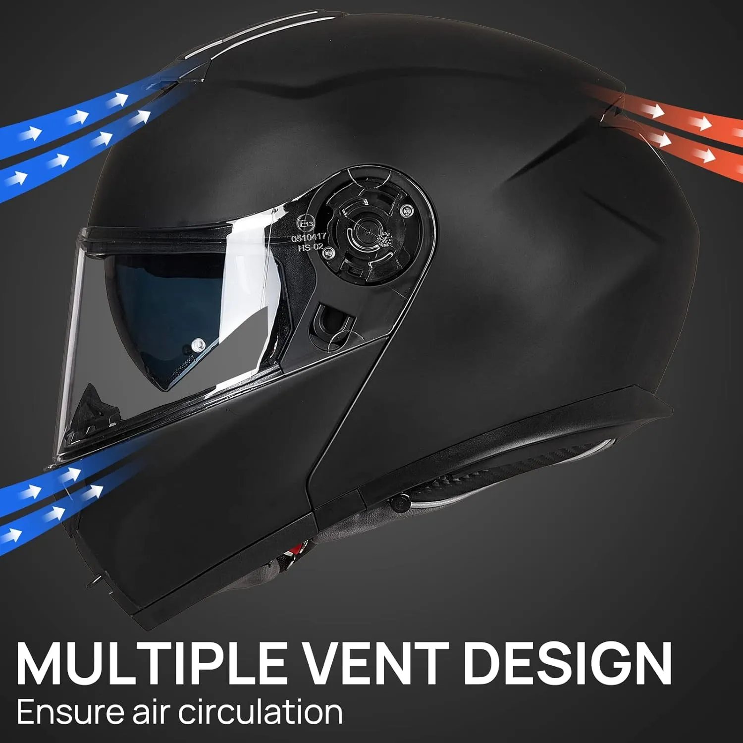 ILM Adult Motorcycle Modular Full Face Helmet Flip up Dual Visor DOT Approved Model 159(Matte Black,Large)