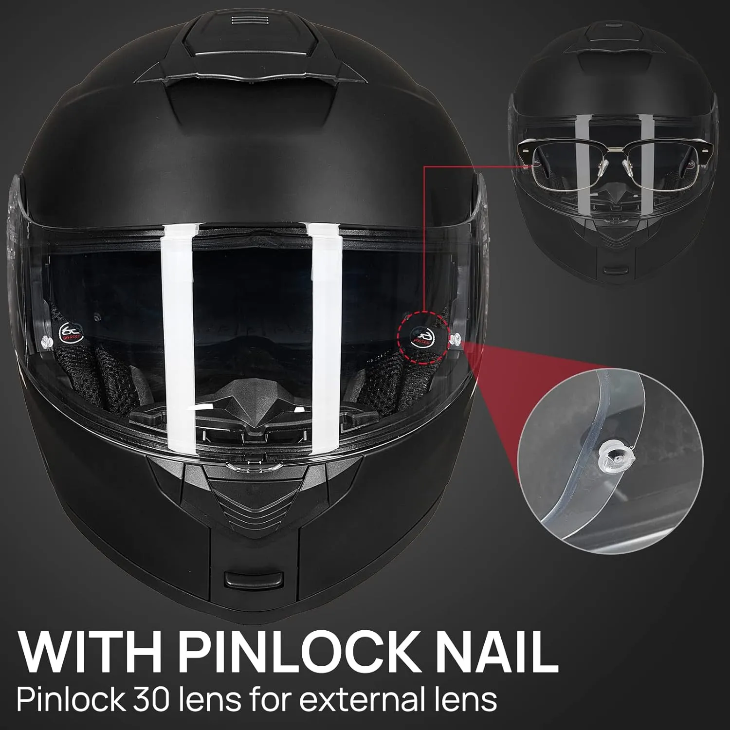 ILM Adult Motorcycle Modular Full Face Helmet Flip up Dual Visor DOT Approved Model 159(Matte Black,Large)