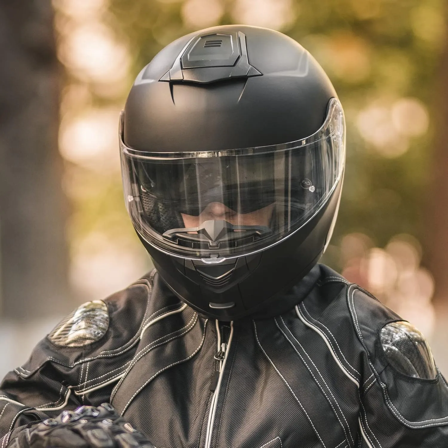ILM Adult Motorcycle Modular Full Face Helmet Flip up Dual Visor DOT Approved Model 159(Matte Black,Large)