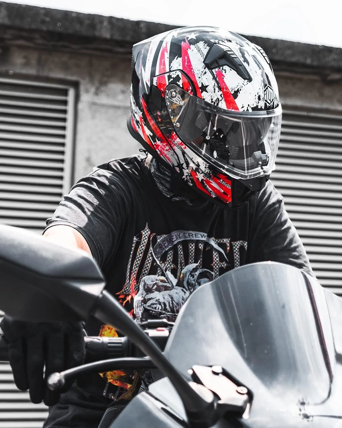 ILM Motorcycle Modular Full Face Helmet for Adult Flip up Dual Visor LED Tail Light Optional DOT