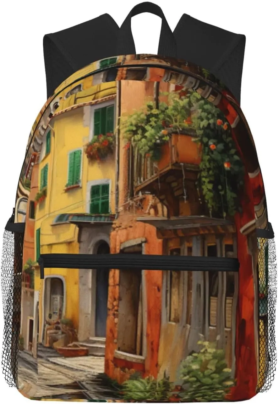 Italian Street Print Lightweight And Comfortable Duffel Bag, Casual Daypack, Multipurpose Backpack