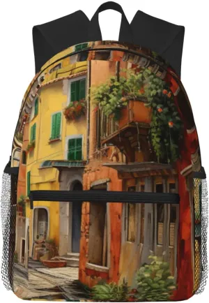 Italian Street Print Lightweight And Comfortable Duffel Bag, Casual Daypack, Multipurpose Backpack