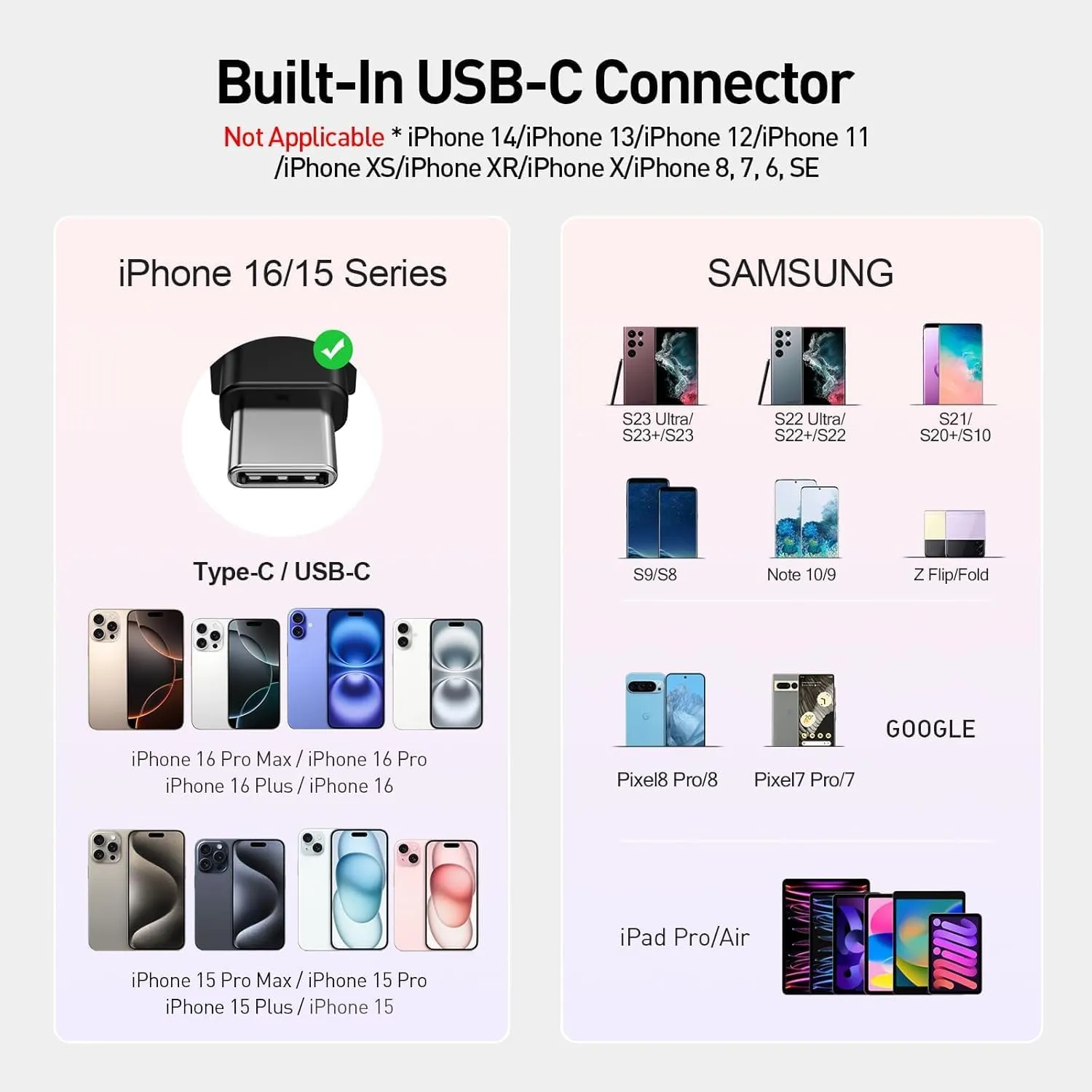 iWALK Small Portable Charger, 4800mAh 18W PD Fast Charging Power Bank with Built-in USB-C Connector, External Mini Battery Pack for Samsung Galaxy Z Flip, S24/S23, Android, iPhone 15/Pro/Max, Black