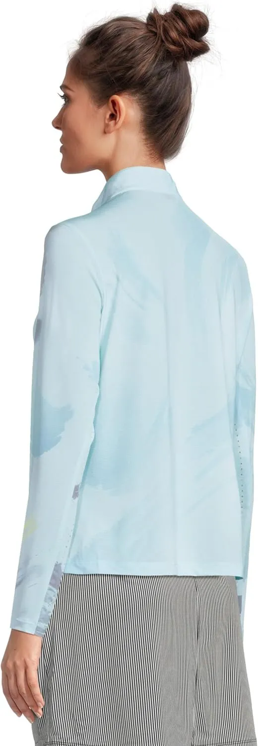 Jamie Sadock Women's Sunsense Feathers Print Long Sleeve 1/4 Zip Sun Protection Top