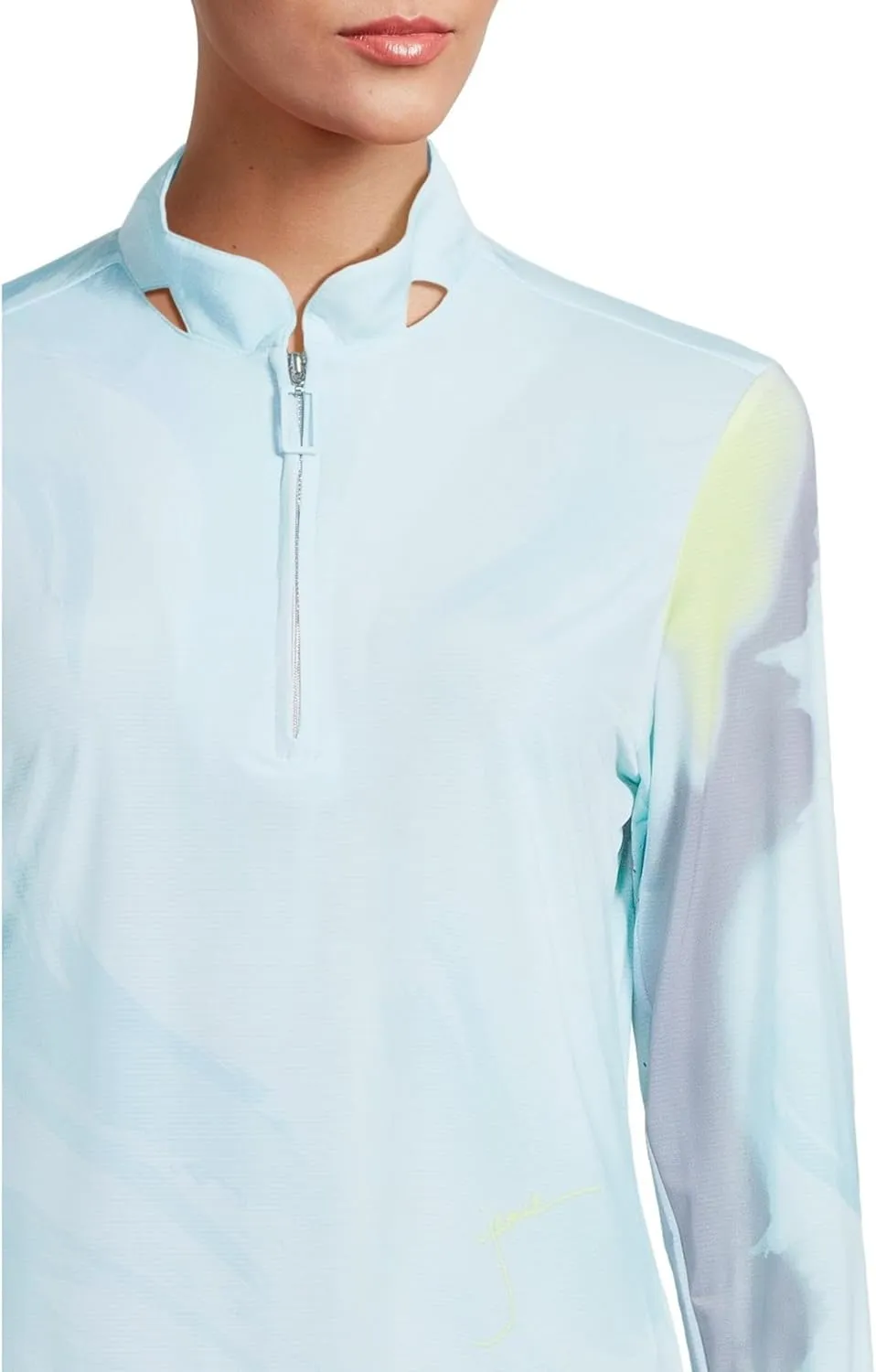 Jamie Sadock Women's Sunsense Feathers Print Long Sleeve 1/4 Zip Sun Protection Top
