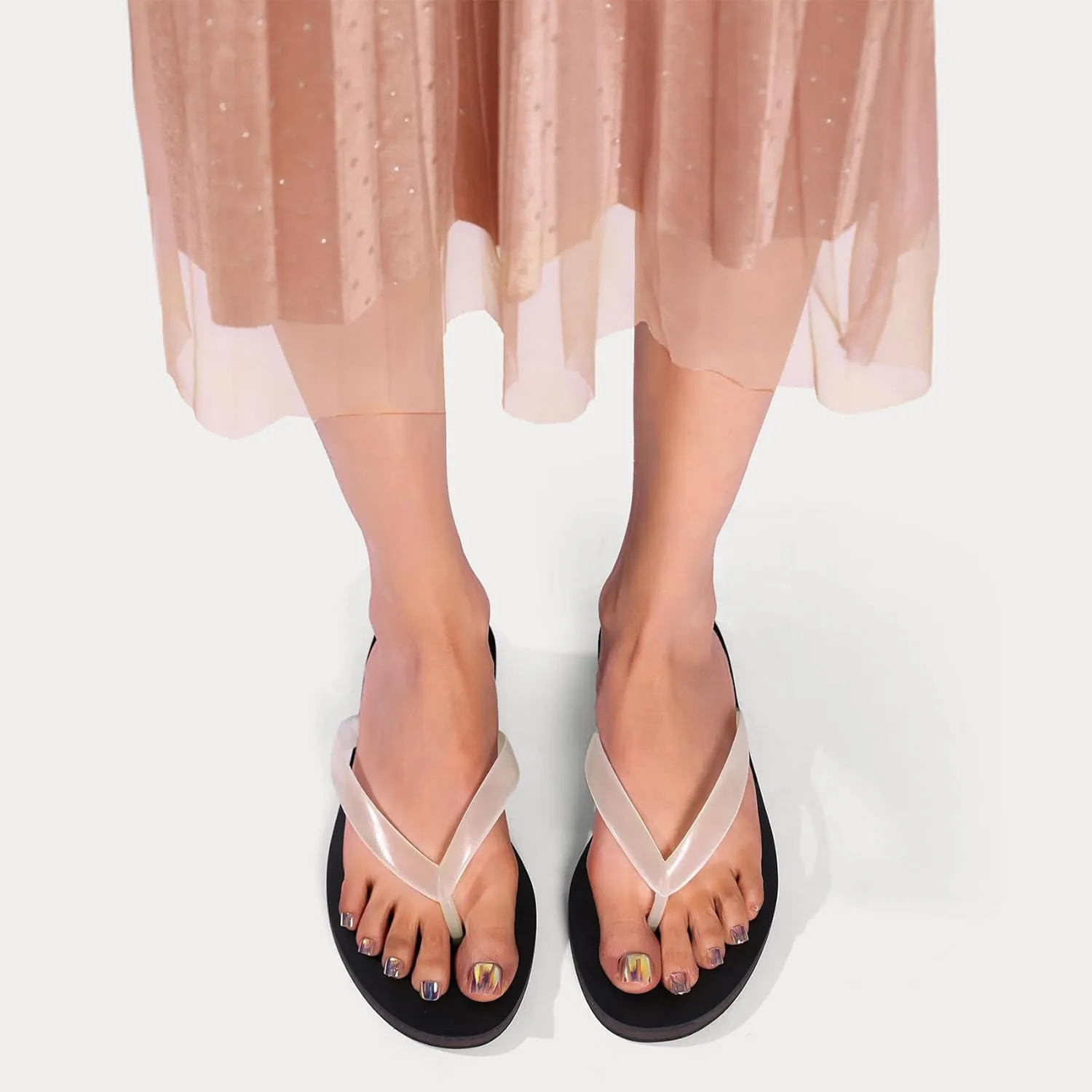 Jelly Beach Flip Flop Sandals for Women Clear Jelly Slip on Comfortable Thong Sandals Slides Sandals Women Dressy Shoes