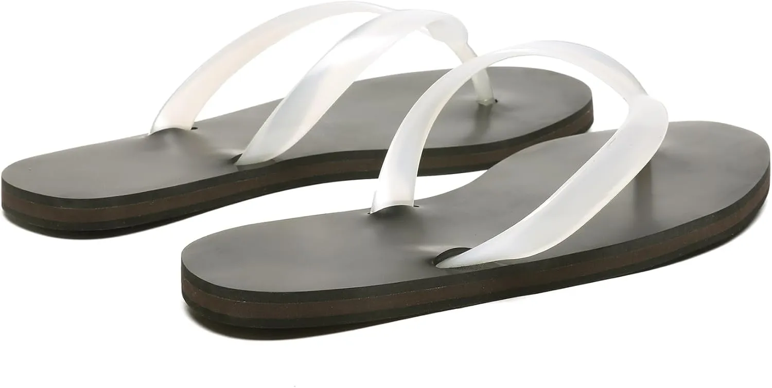 Jelly Beach Flip Flop Sandals for Women Clear Jelly Slip on Comfortable Thong Sandals Slides Sandals Women Dressy Shoes