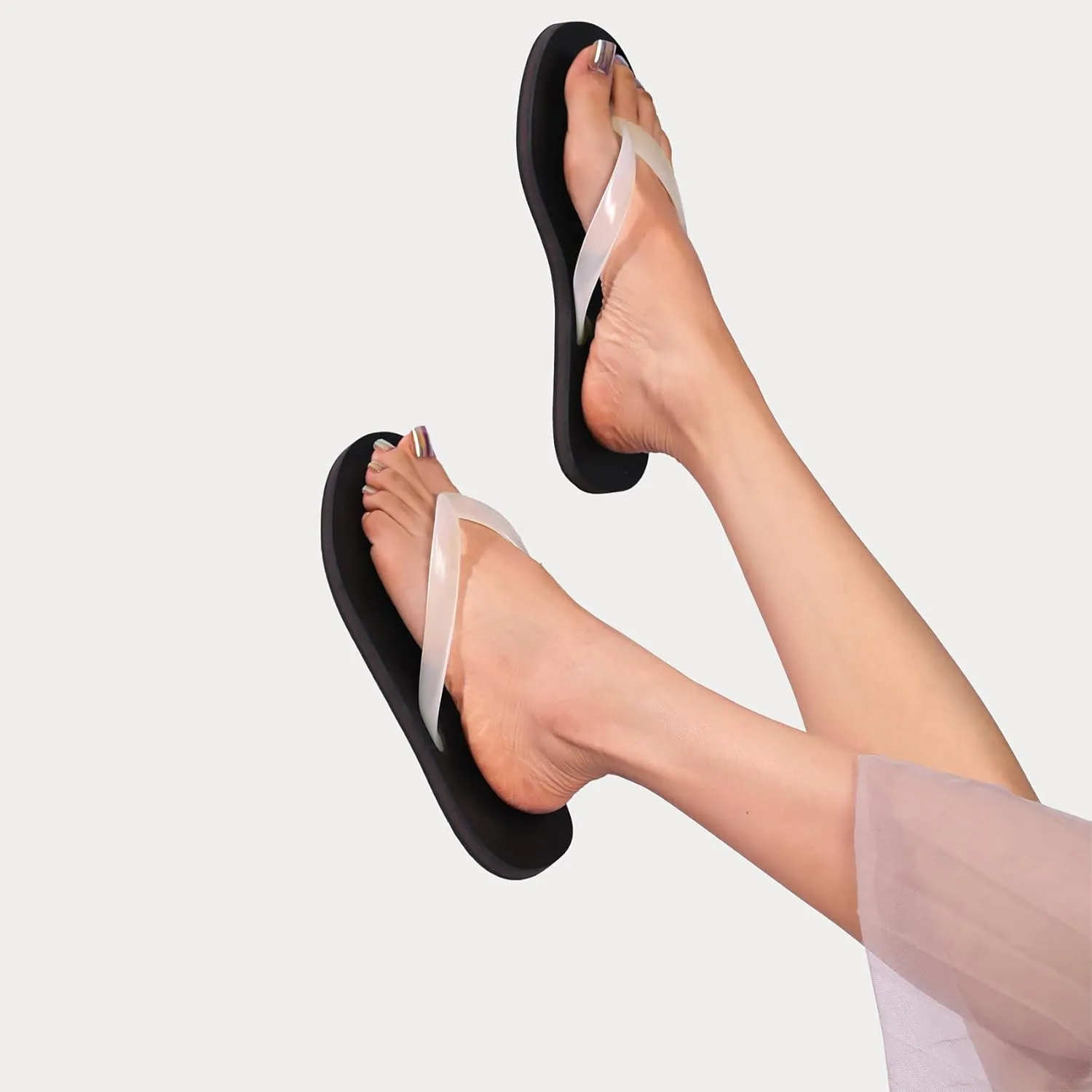Jelly Beach Flip Flop Sandals for Women Clear Jelly Slip on Comfortable Thong Sandals Slides Sandals Women Dressy Shoes