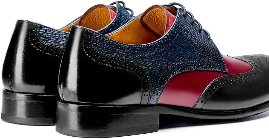 Jepsengord Men's Dress Shoes Wingtip Genuine Cowhide Leather Oxfords with Brogue Formal Business Wedding Derby Shoes