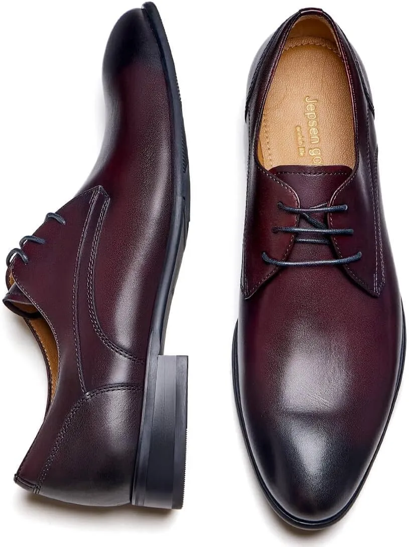 Jepsengord Men's Dress Shoes Wingtip Genuine Cowhide Leather Oxfords with Brogue Formal Business Wedding Derby Shoes