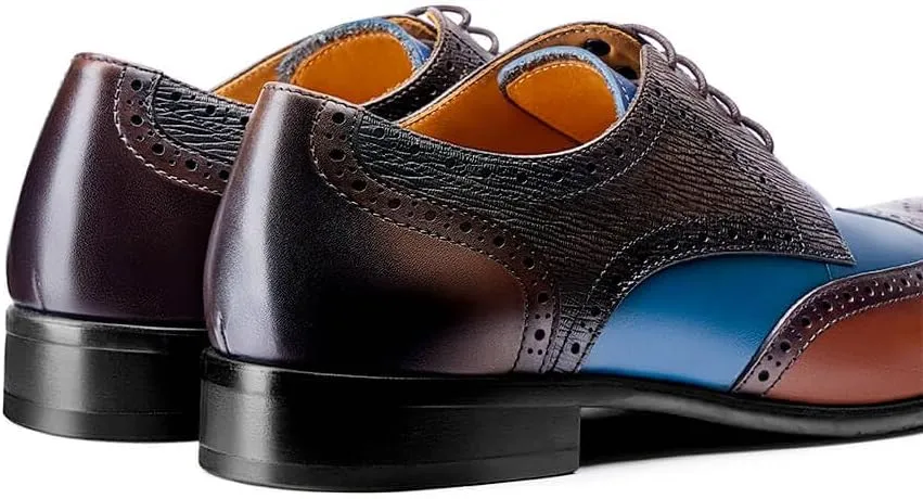 Jepsengord Men's Dress Shoes Wingtip Genuine Cowhide Leather Oxfords with Brogue Formal Business Wedding Derby Shoes