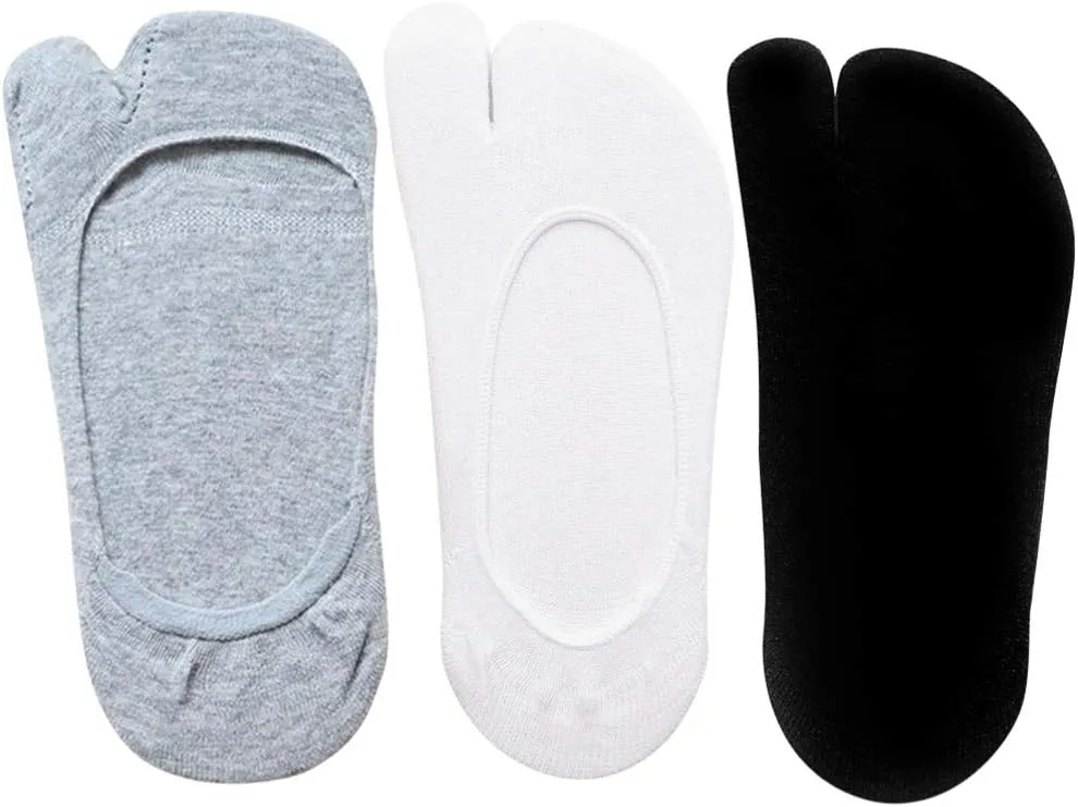 KESYOO 3 Pairs Tabi Socks Flip-flop Socks Non Slip No Show Socks Flat Boat Line for Women Girls