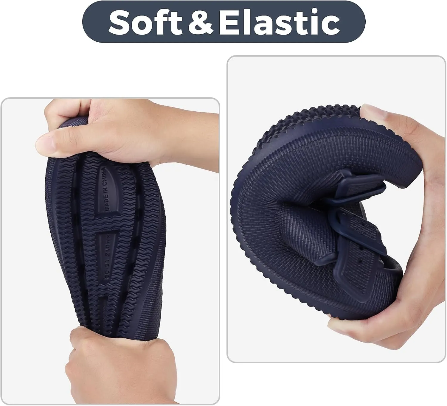 Kids Buckle Cloud Slides丨Boys Girls Slip On Sandals丨Youth Shower Flip Flops Beach Pool Shoes EVA Adjustable Summer Slippers （12 Little Kids - 7 Big Kids）