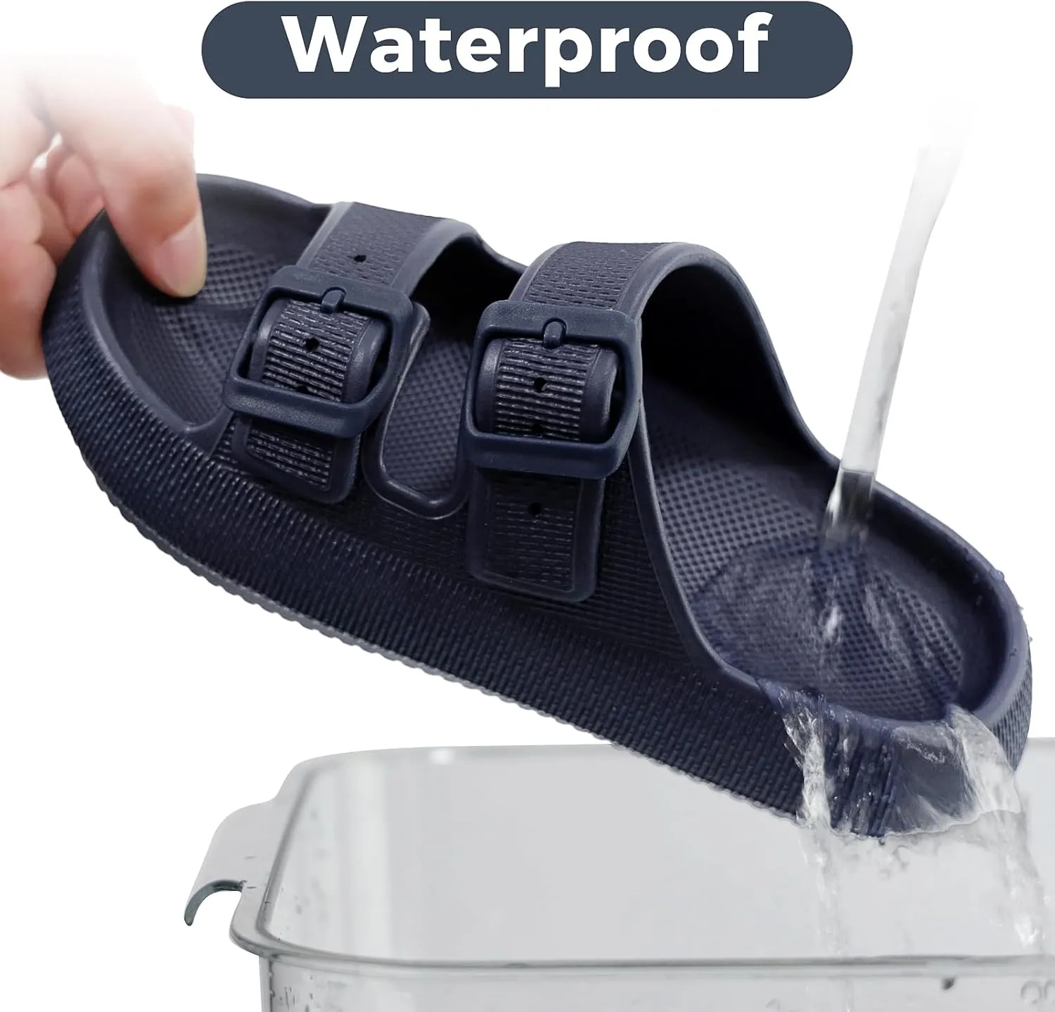 Kids Buckle Cloud Slides丨Boys Girls Slip On Sandals丨Youth Shower Flip Flops Beach Pool Shoes EVA Adjustable Summer Slippers （12 Little Kids - 7 Big Kids）
