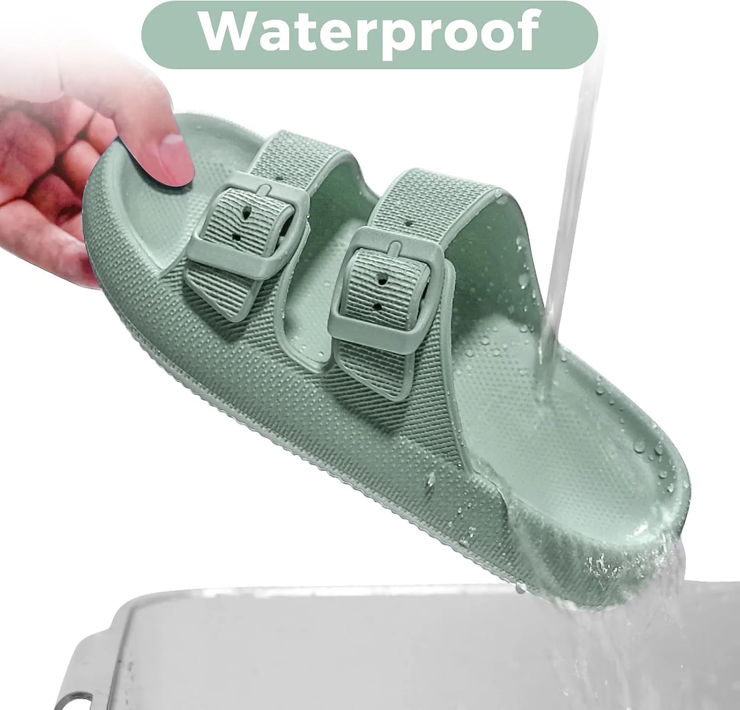 Kids Buckle Cloud Slides丨Boys Girls Slip On Sandals丨Youth Shower Flip Flops Beach Pool Shoes EVA Adjustable Summer Slippers （12 Little Kids - 7 Big Kids）