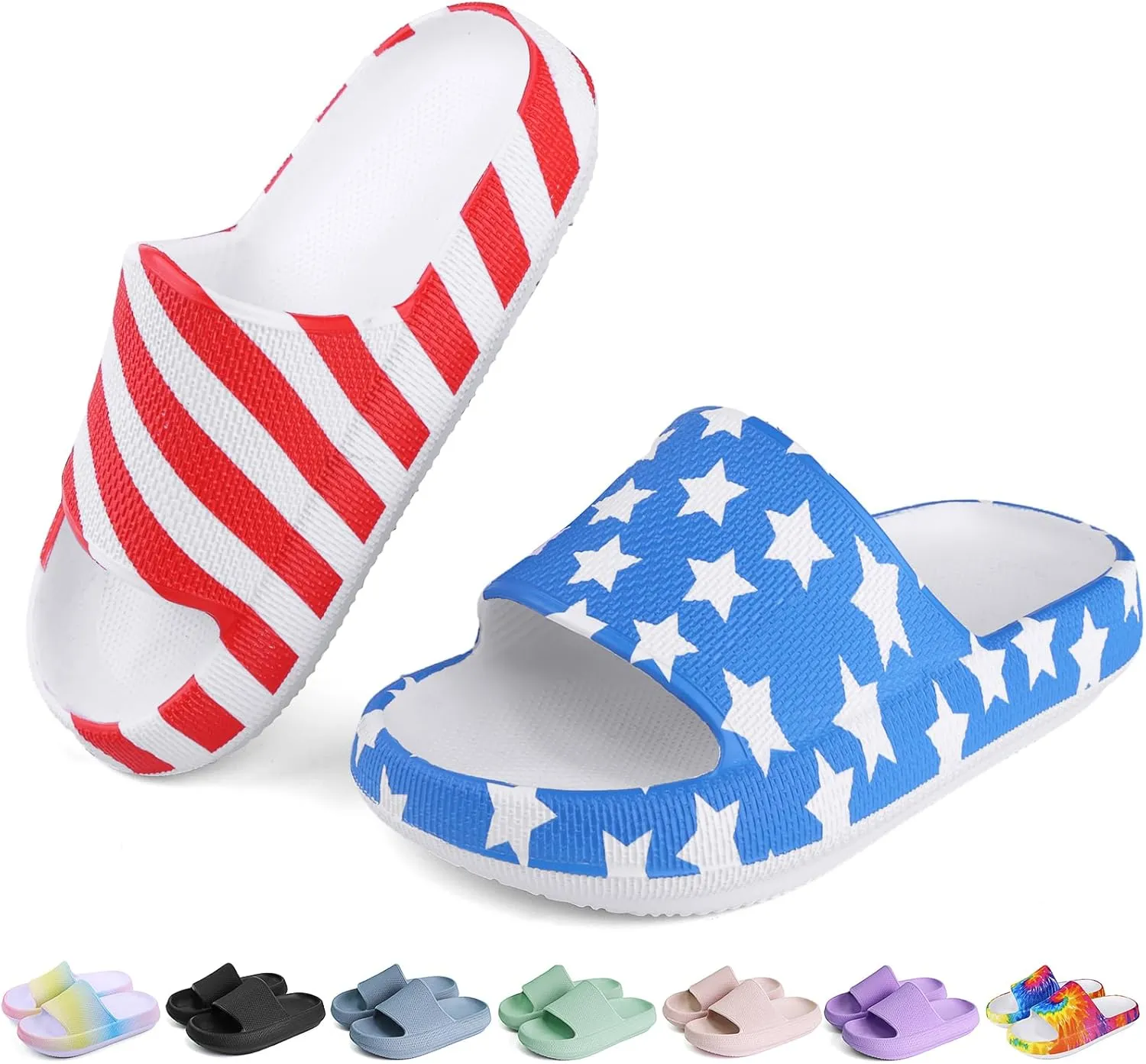 Kids Cloud Slides Boys Girls Flip Flops Slip On Beach Sandals Youth Pool Shower Shoes EVA Summer Slippers（11 Little Kids - 6 Big Kids）