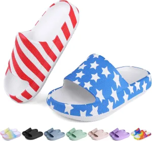 Kids Cloud Slides Boys Girls Flip Flops Slip On Beach Sandals Youth Pool Shower Shoes EVA Summer Slippers（11 Little Kids - 6 Big Kids）