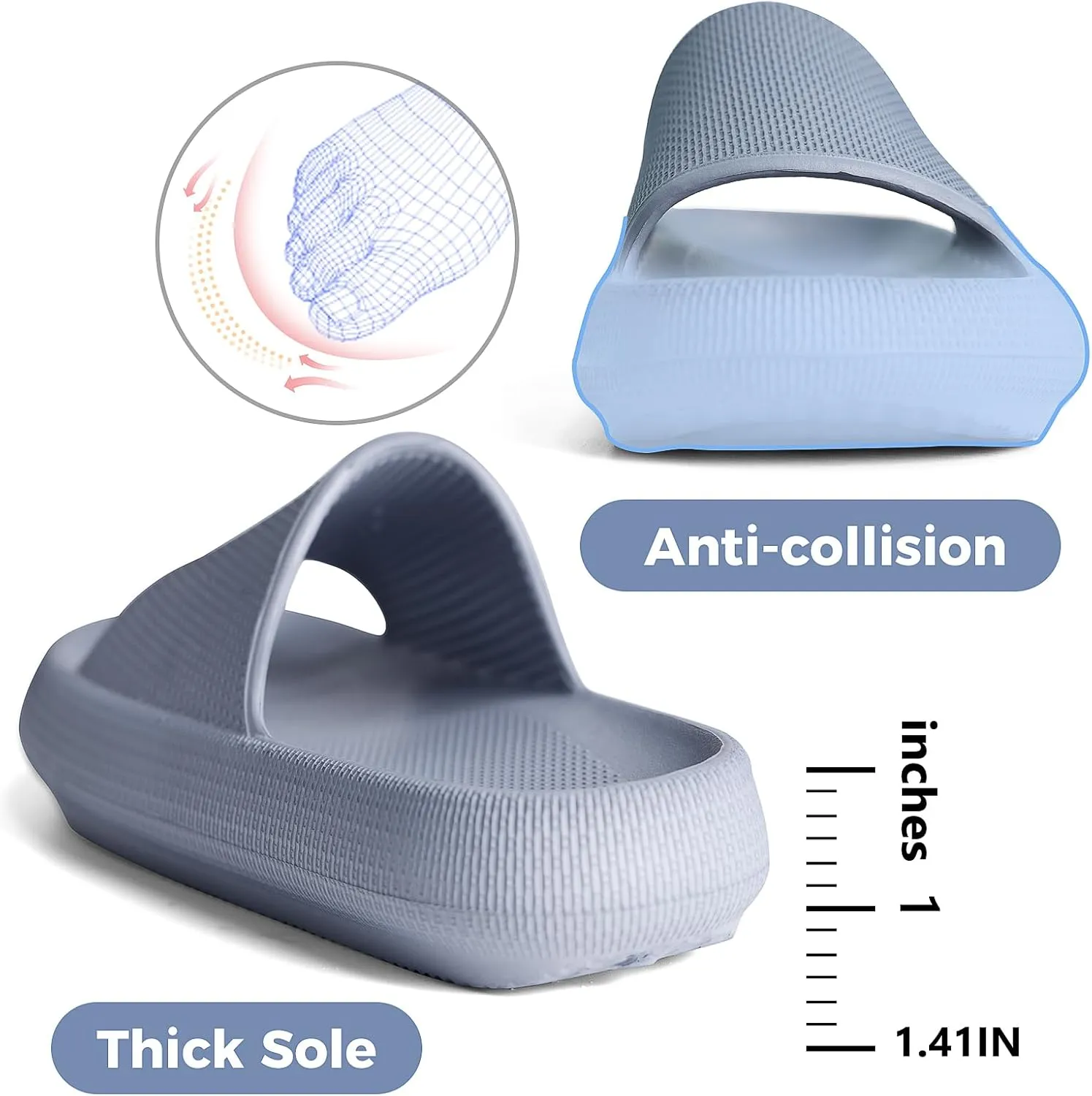 Kids Cloud Slides Boys Girls Flip Flops Slip On Beach Sandals Youth Pool Shower Shoes EVA Summer Slippers（11 Little Kids - 6 Big Kids）