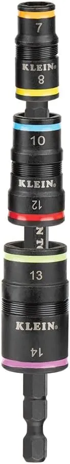 Klein Tools 32933M 6-in-1 Metric Impact Socket Set, 3 Flip Sockets with 7, 8, 10, 12, 13 and 14 mm Nut Driver Sizes, Impact Rated 5-Inch Shaft