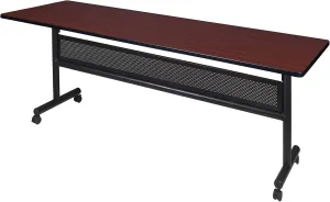 Kobe 84" Flip Top Mobile Training Table with Modesty- Mahogany