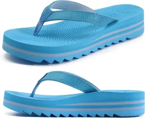 KuaiLu Women’s Flip Flops Ladies Yoga Mat Platform Thong Sandals Dressy Womans Lightweight Summer Slip On Beach Flip Flop Sandles, Soft Cushion Footbed, Arch Support
