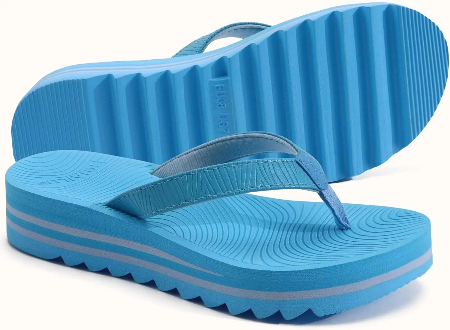 KuaiLu Women’s Flip Flops Ladies Yoga Mat Platform Thong Sandals Dressy Womans Lightweight Summer Slip On Beach Flip Flop Sandles, Soft Cushion Footbed, Arch Support