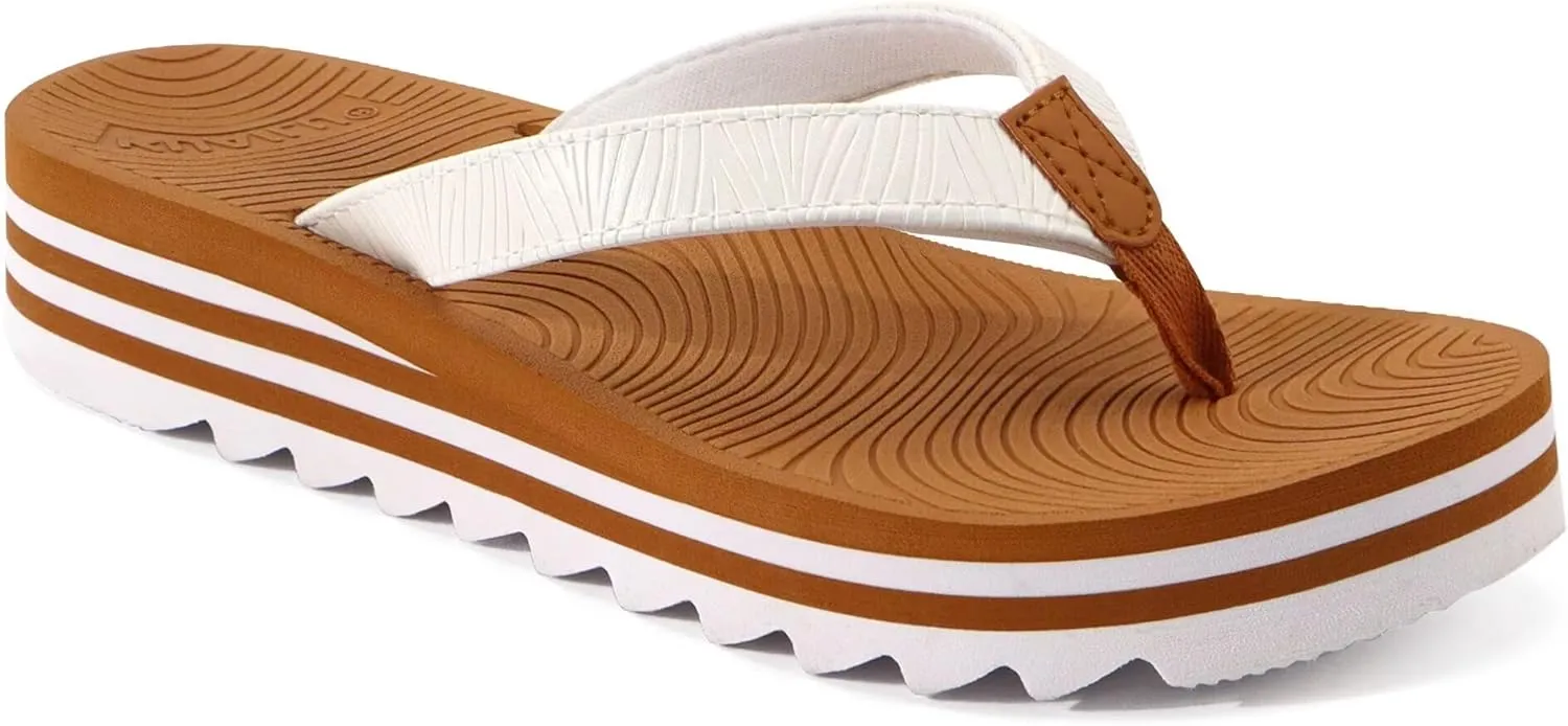 KuaiLu Women’s Flip Flops Ladies Yoga Mat Platform Thong Sandals Dressy Womans Lightweight Summer Slip On Beach Flip Flop Sandles, Soft Cushion Footbed, Arch Support