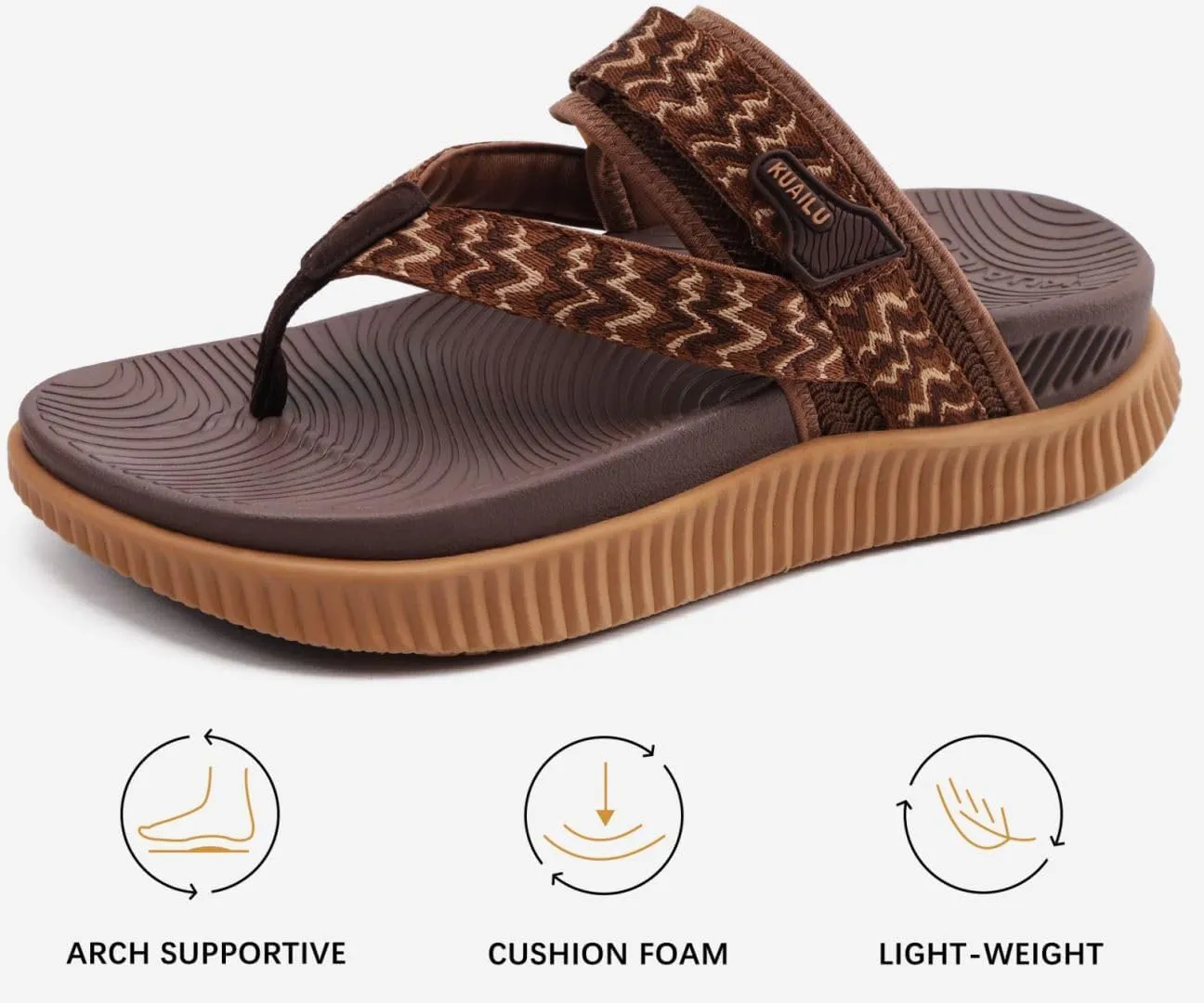 KuaiLu Womens Flip Flops With Arch Support Adjustable Thick Athletic Cushion Recovery Walking Sandals For Woman Ladies Fashion Comfortable Flip-Flop Slides, Water Resistant & Lightweight