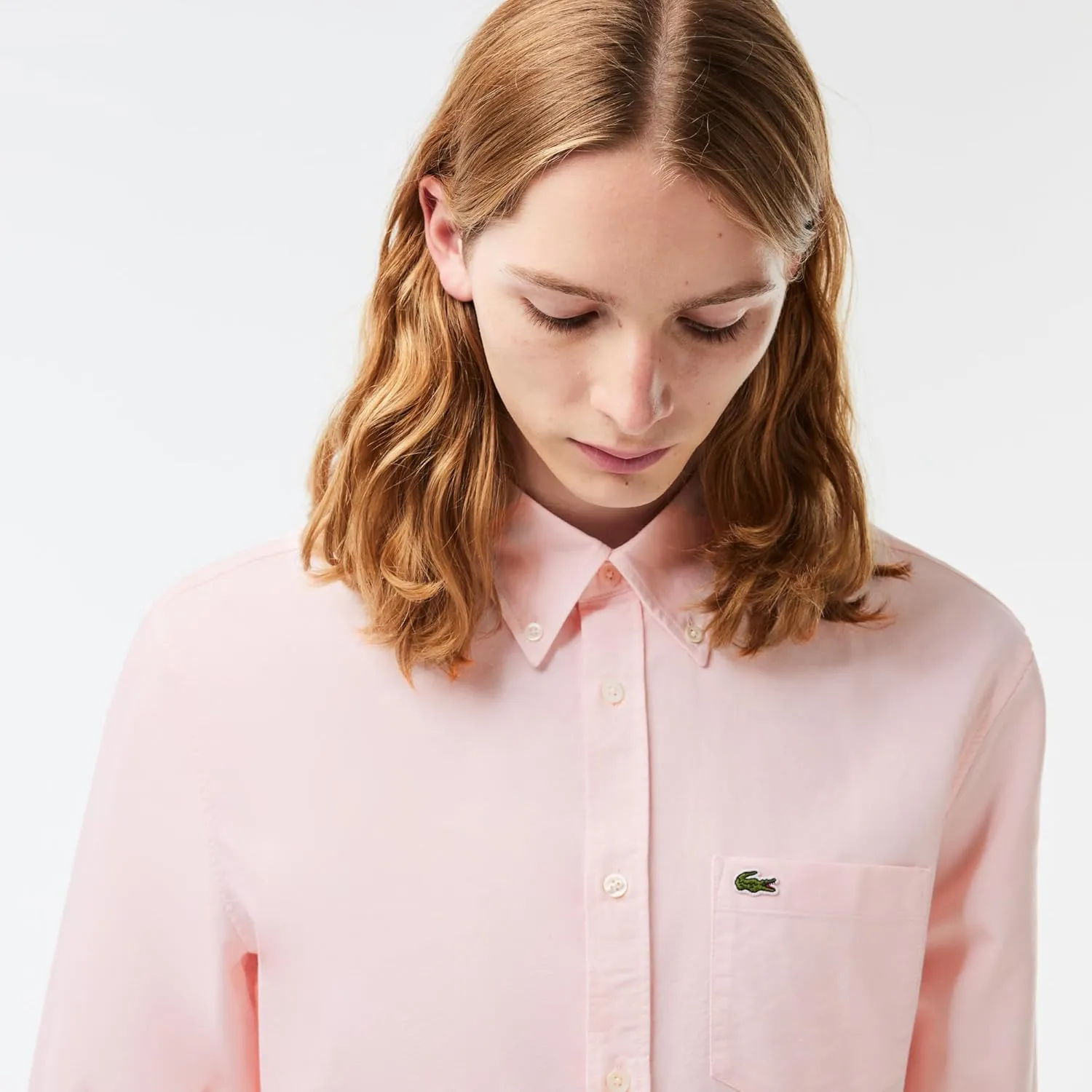 Lacoste Mens Long Sleeve Regular Fit Button Down Solid Oxford Shirt