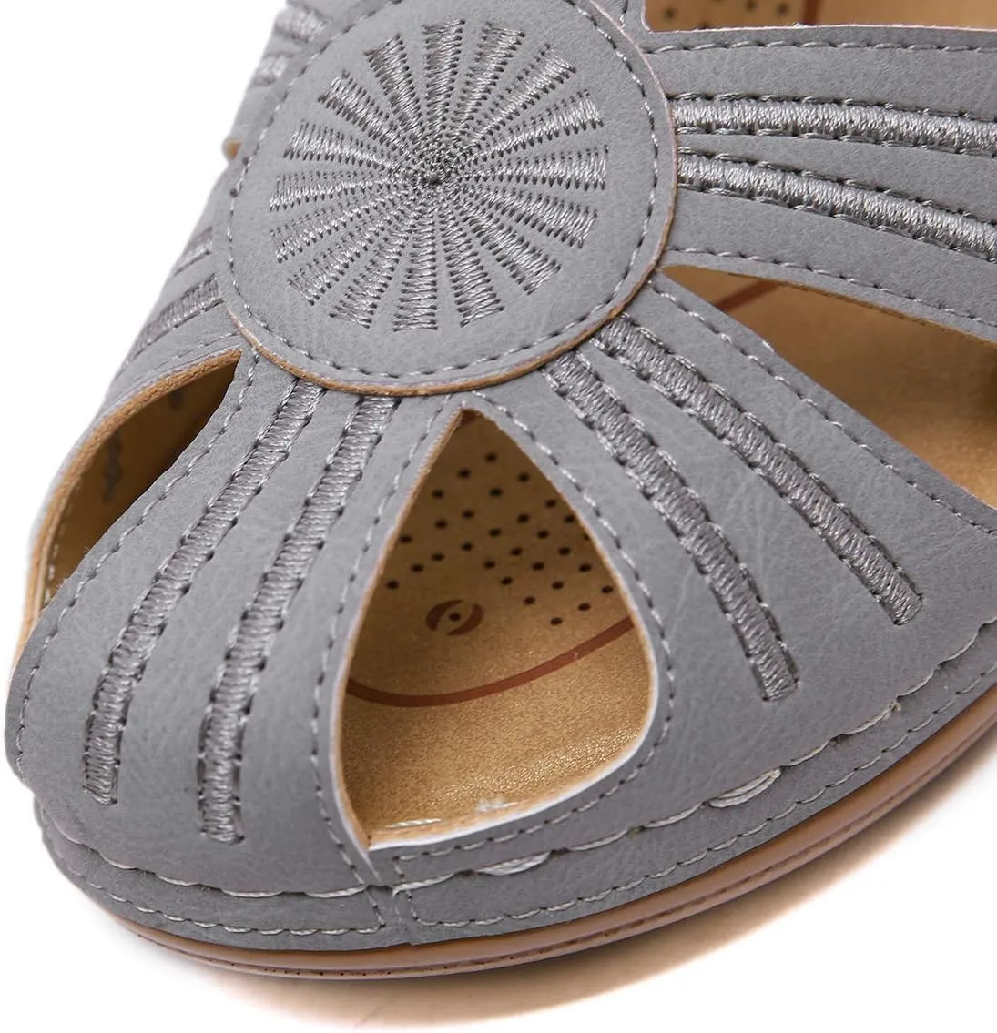 Ladies Sandals Flip Flops Slides for Women Summer Wedge Platform Hollow Post Toe Thongs Shoes with Adjustable Ankle Strap Size 6.5-11.5 US