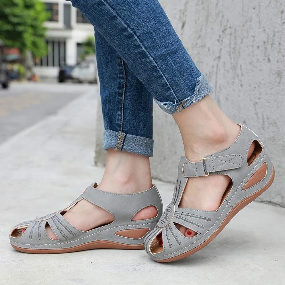 Ladies Sandals Flip Flops Slides for Women Summer Wedge Platform Hollow Post Toe Thongs Shoes with Adjustable Ankle Strap Size 6.5-11.5 US