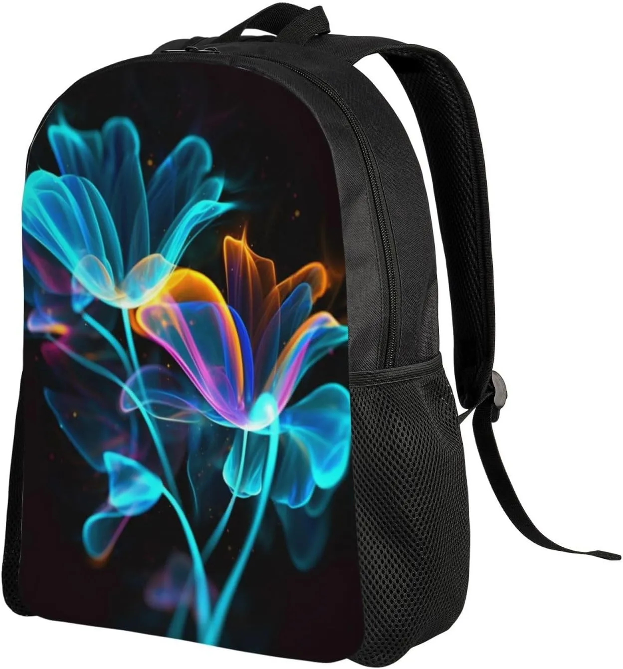 Laptop Backpack 16.1 Inch with Compartment Neon Flowers Laptop Bag Lightweight Casual Daypack for Travel