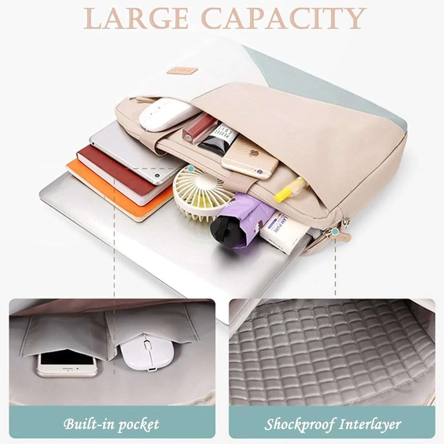 Laptop Bag Case, 13-15.6 Inch Computer Sleeve Bag Briefcase with Shoulder Strap for Women