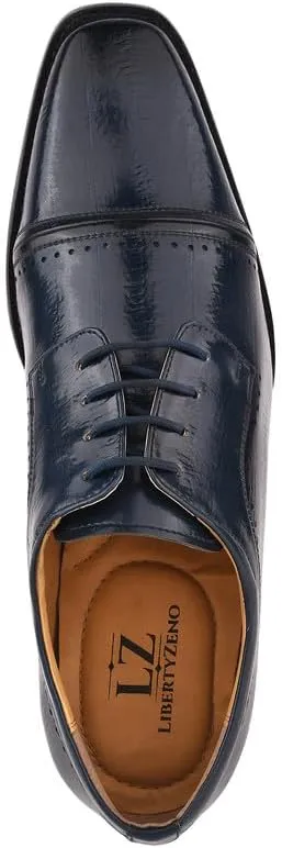 LIBERTYZENO Mens Animal Print Genuine Leather Lace Up Oxford Dress Shoes