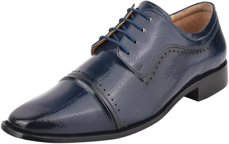 LIBERTYZENO Mens Animal Print Genuine Leather Lace Up Oxford Dress Shoes